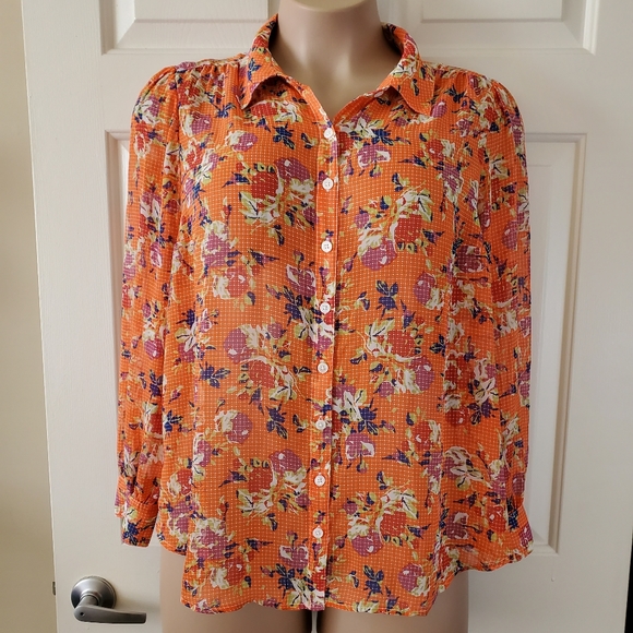 Modcloth Tops - Modcloth Floral Semi-Sheer Blouse